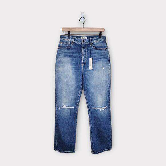 NEW LE JEAN Mia High Rise Relaxed Straight Leg Blue Jeans Women's 28 - Picture 1 of 7